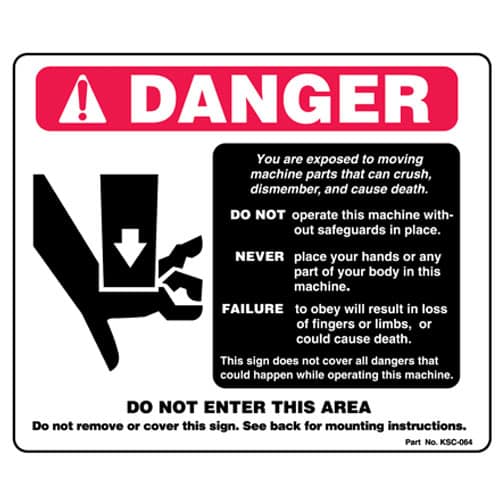 Cutting Turning And Forming Fabricating Specific Operator Safety Signs