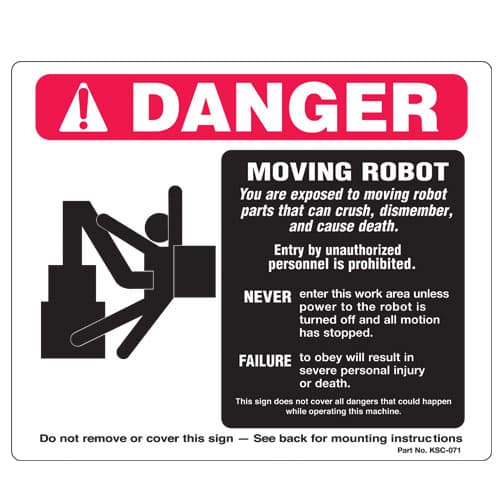 Danger Sign For Robots Visual Safety Tool Ksc Ksc S